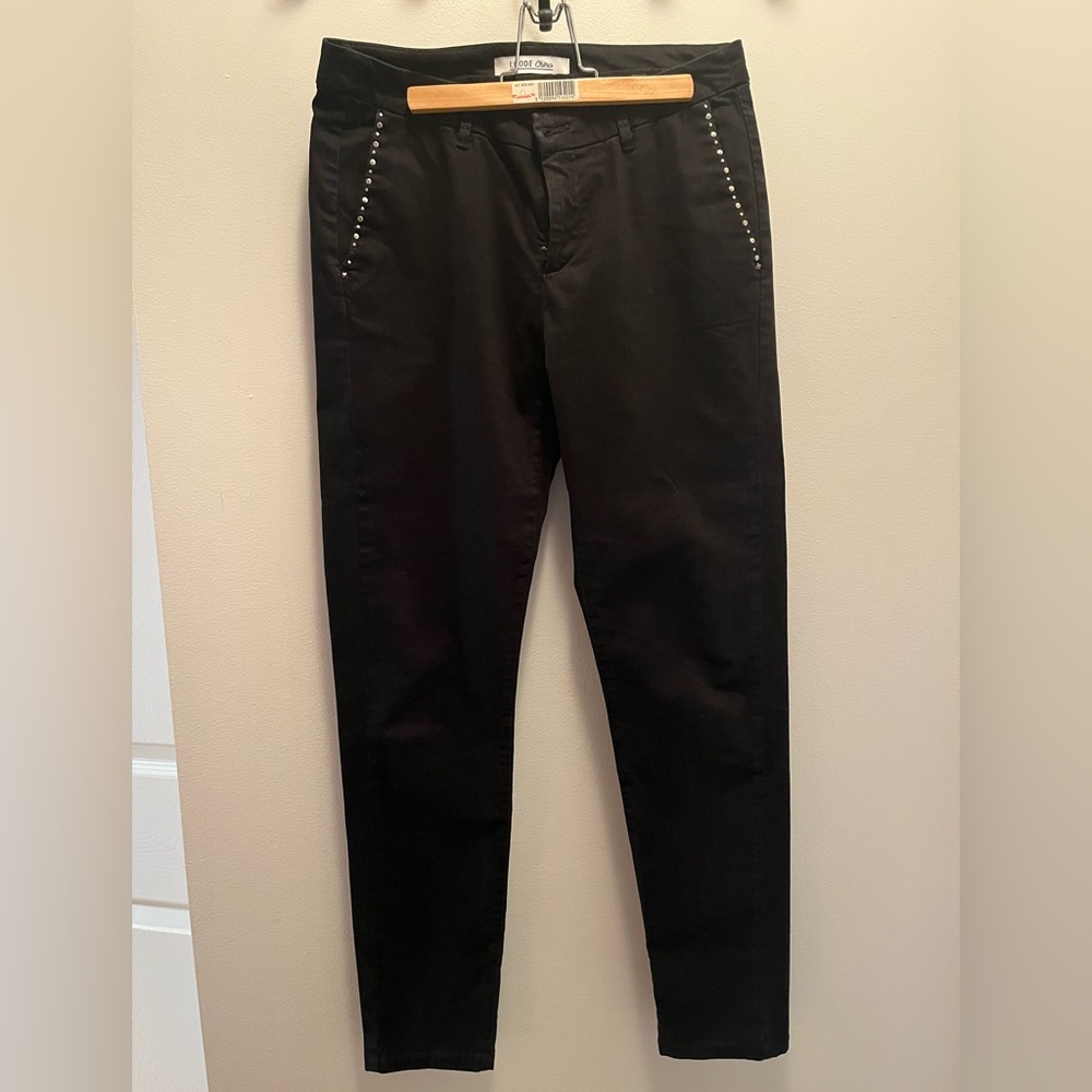 Chino Black Pants with Metal Detail